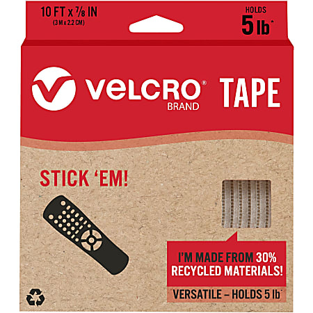VELCRO Eco Collection Adhesive Backed Tape 10 ft Length x 0.88 Width 1 Each  White - Office Depot